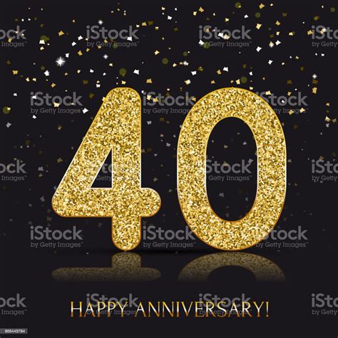 40 Year Happy Anniversary Banner 40th Anniversary Gold Logo On Dark