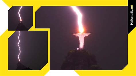 Lightning Strike On Brazils ‘christ The Redeemer Caught On Camera