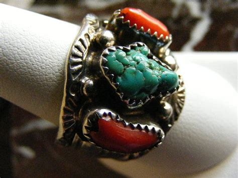 Native American Turquoise And Coral Ring Lot On Etsy
