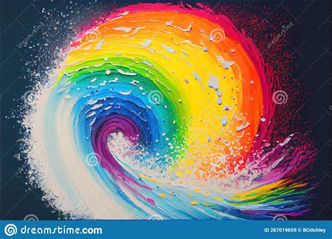Colorful Rainbow Abstract Spat Splatter Watercolor Painting Stock