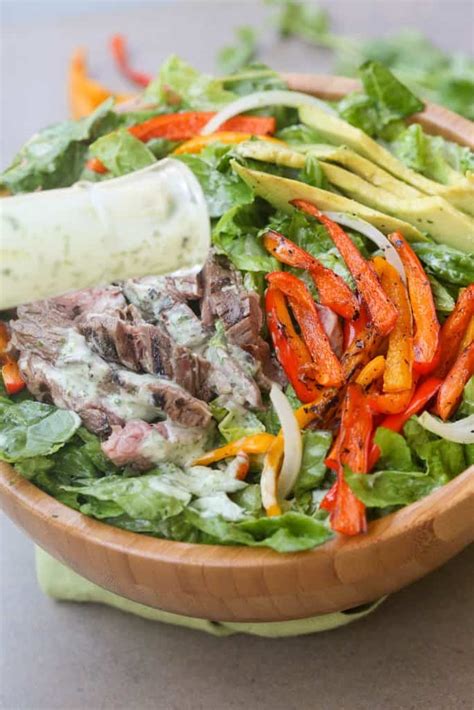 Steak Fajita Salad With Cilantro Lime Dressing