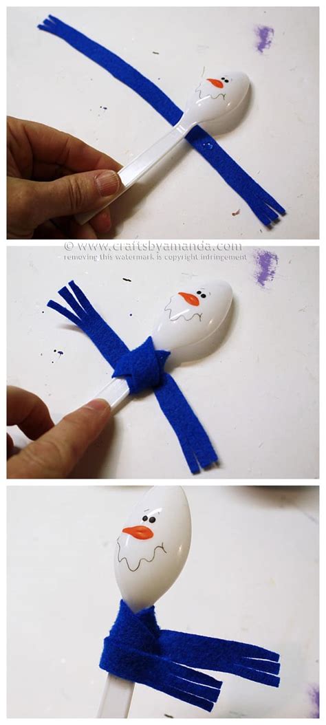 Plastic Spoon Snowmen Crafts By Amanda