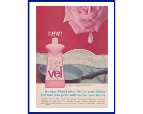 ROSE LOTION VEL Liquid Dish Soap Original 1964 Vintage Color Print