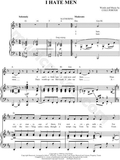 i hate men from kiss me kate sheet music in f major transposable download and print sku