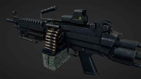 Fn Mini M249 Light Machine Gun Buy Royalty Free 3d Model By
