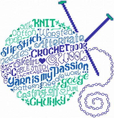 I find it takes my10 year old longer to backstitch her projects than it does to cross stitch them, so we're just sticking to the cross stitch for now. Let's Have Fun with Yarn Cross Stitch Pattern words