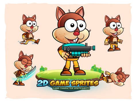 Squirrel Warrior 2d Game Character Sprites By Dionartworks Codester