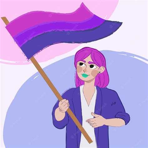 premium vector lgbt illustration bisexual girl with flagpole