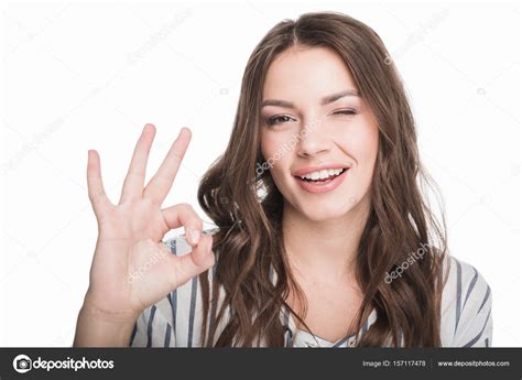 Woman Showing Ok Sign Stock Photo Image By Allaserebrina