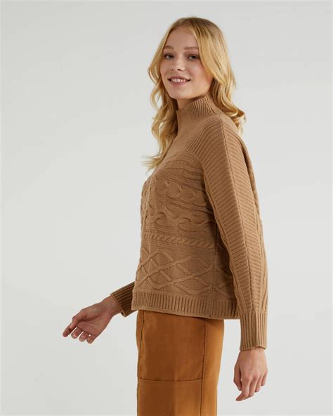 Turtleneck sweater in wool and cashmere Camel | Benetton Womens Knitwear - Panna Holidays
