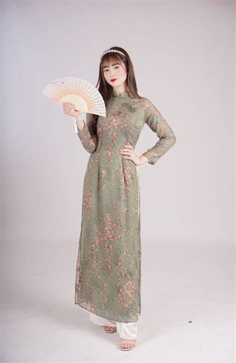 Pre Made Vietnamese Ao Dai Silk Dress Green áo Dài Truyền Etsy