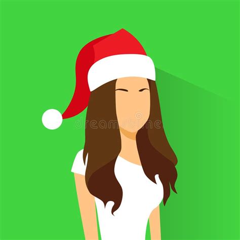 Profile Icon Female New Year Christmas Holiday Red Stock Vector