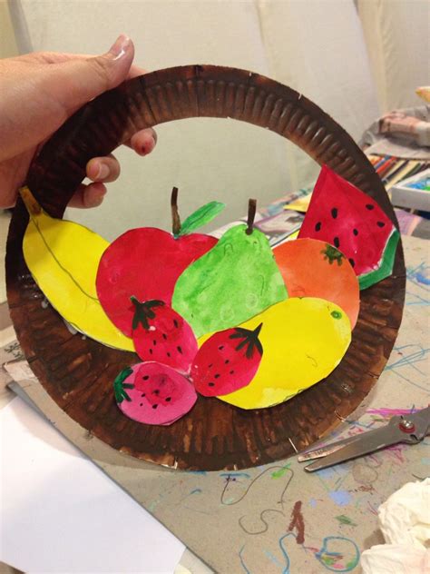 Top indian hobby, art and craft blog for kids. Art lesson Fruits Basket #art #paperplate #recycle # ...