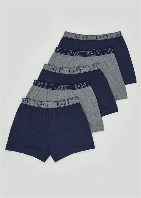 Men Matalan Underwear 5 Pack Loose Fit Boxers Navy • Fitforfelix