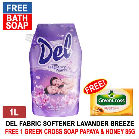 Buy Del Fabric Softener Lavander Breeze 1l Get Free 1 Green Cross Soap