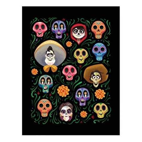 Disney Pixar Coco Land Of The Dead Sugar Skull Postcard Zazzle