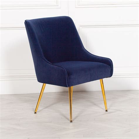 Navy dining rooms that got our attention. Aurelie Navy Blue Velvet Dining Chair with Gold Legs Furniture - La Maison Chic Luxury Interiors
