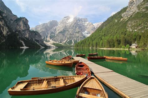 The Pier Lago Di Braies Prager Wildsee Dolomites Italy Italy