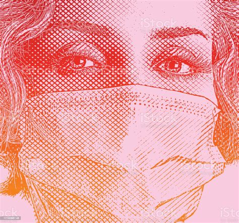 Fashionable Woman Wearing Surgical Mask Stock Illustration Download Image Now 25 29 Years
