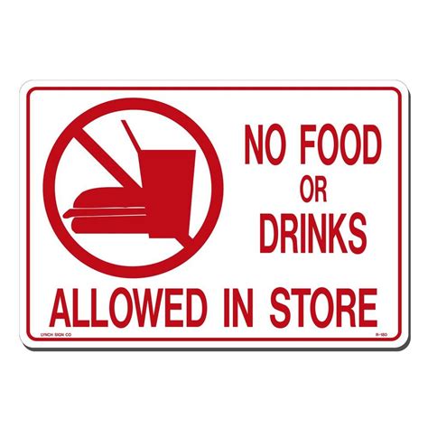 Lynch Sign 14 In X 10 In No Food Drink Allowed In Store Sign Printed