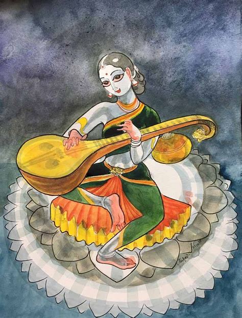 Saraswati Vedic Art Indian Art Paintings India Art