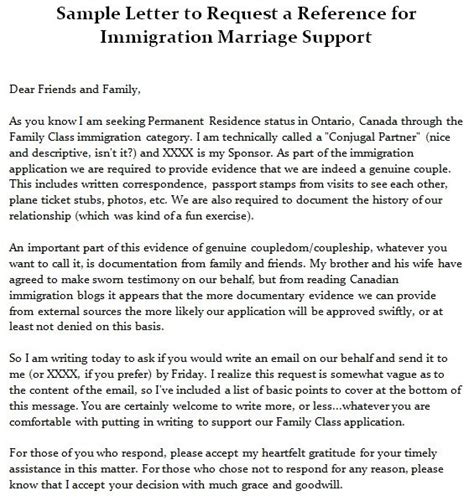 Reference Letter For Married Couple For Immigration Sample Reference