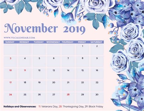 November 2019 Calendar Printable Templates Karen Cline