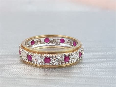 Vintage Ruby And Diamond Gold Eternity Ring 9ct 375 Yellow Catawiki
