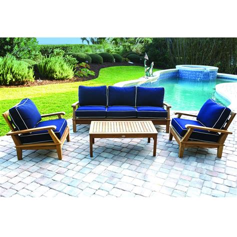 Royal Teak Miami Teak Sofa Outdoor Furniture Set With Lounge Chairs