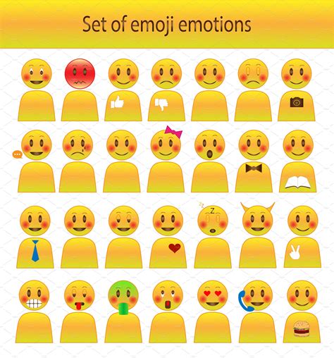 Set Of Emoji Emotion Templates And Themes ~ Creative Market