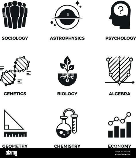 Science Vector Icons Set Genetics And Economy Algebra And Chemistry