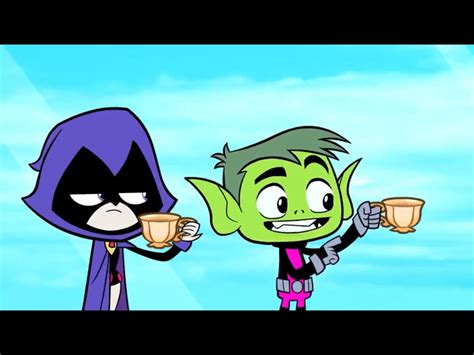 Two Cartoon Characters Standing Next To Each Other With Coffee Cups In