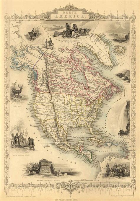 North America Map Old Map Of America Fine Print Etsy Old Map