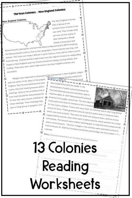 Printable 13 Colonies Worksheets