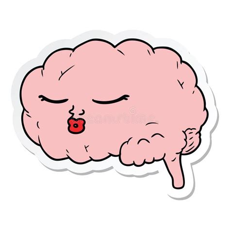 Sticker Of A Cartoon Brain Stock Vector Illustration Of Decal 147630179