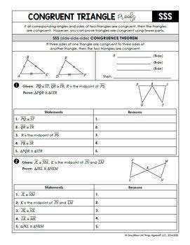 The sides of the first triangle are 7, 9, and 11. Congruent Triangles (Geometry Curriculum - Unit 4) by All ...
