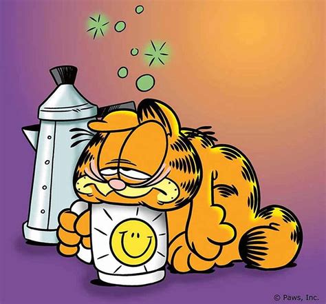 Garfield S Monday Coffee Sleepy Garfield With Coffee Hd Wallpaper