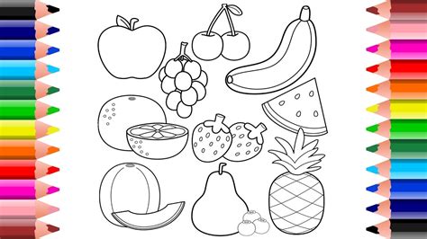Healthy Fruits Coloring Pages For Toddlers And Kids Setoys Youtube