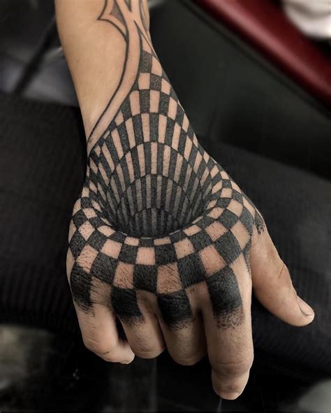 Hand Tattoos Optical Illusion Tattoo Hand Tattoos For Guys