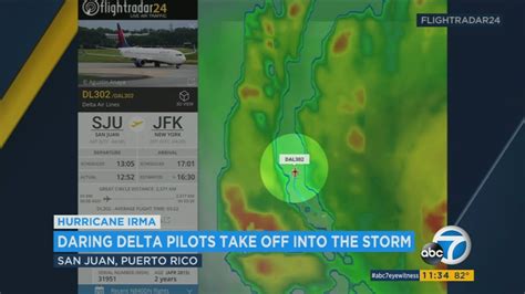 Delta Flight Heads Through Outer Bands Of Hurricane Irma In Puerto Rico