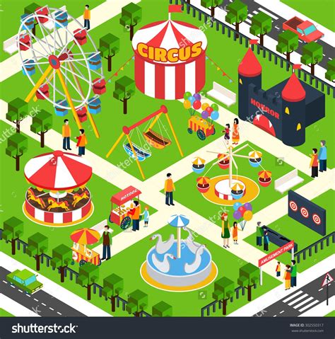 Rollercoaster People Stock Vectors And Vector Clip Art Theme Park Map