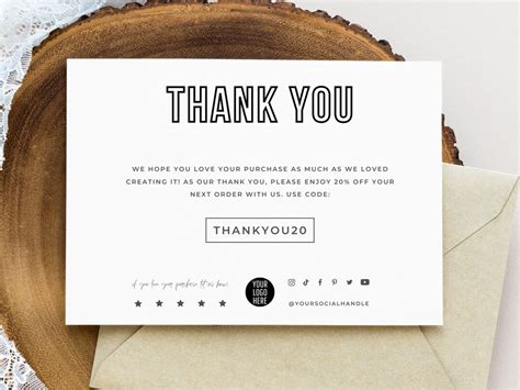 Editable Thank You For Your Order Card Template Business Thank Your