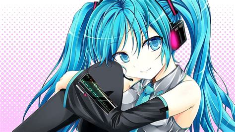 Free Download Hd Wallpaper Anime Anime Girls Blue Hair Long Hair Blue Eyes Smiling