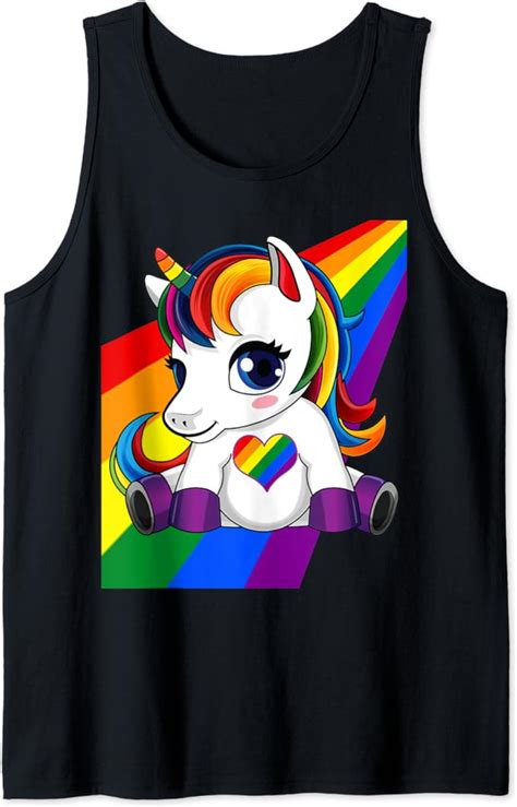 Unicorn With LGBTQ Flag Heart LGBTQ Color Tank Top Amazon Co Uk