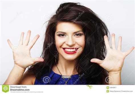 Beautiful Woman With Big Happy Smile Stock Image Image Of Communication People 53840817