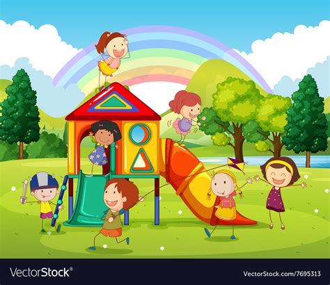 Of Kids Playing Royalty Free Vector Image Vectorstock 81a