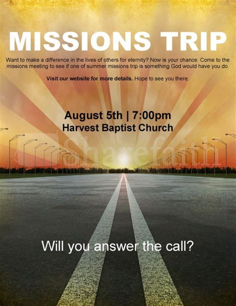 Summer Missions Trip Church Flyer