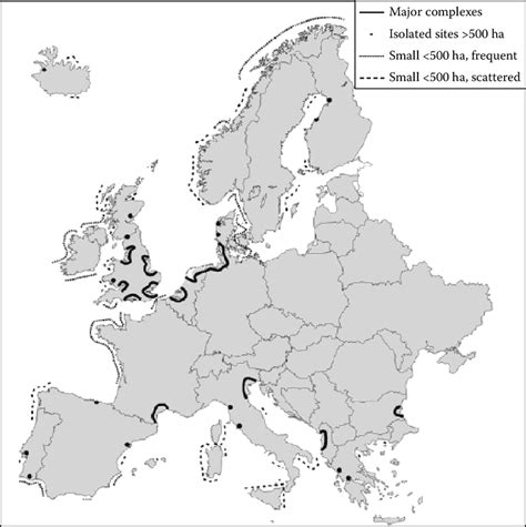 Distribution Of Salt Marshes Along European Coastlines From Boorman