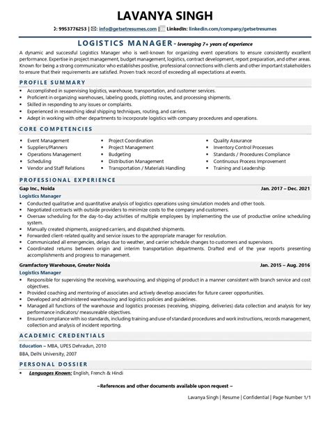 Logistics Manager Resume Examples And Template With Job Winning Tips