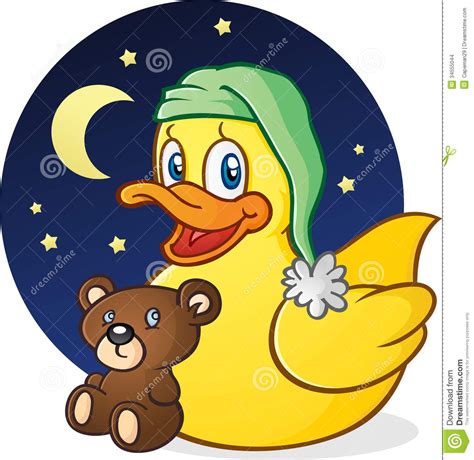 Rubber Duck Nap Time Cartoon Character Stock Vector